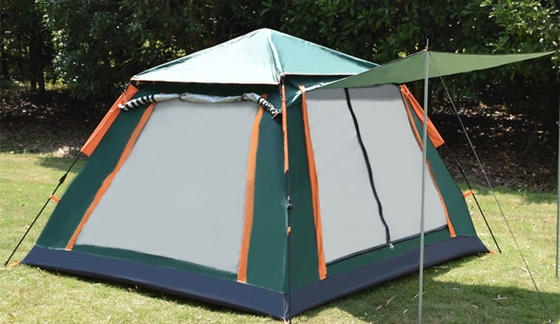 Tiendas de campamento al aire libre a prueba del sol y ventiladas Marco automático de fibra de vidrio 210D Poliéster 240*240*140cm Diseño moderno verde proveedor