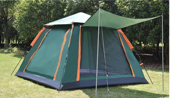 Tiendas de campamento al aire libre a prueba del sol y ventiladas Marco automático de fibra de vidrio 210D Poliéster 240*240*140cm Diseño moderno verde proveedor