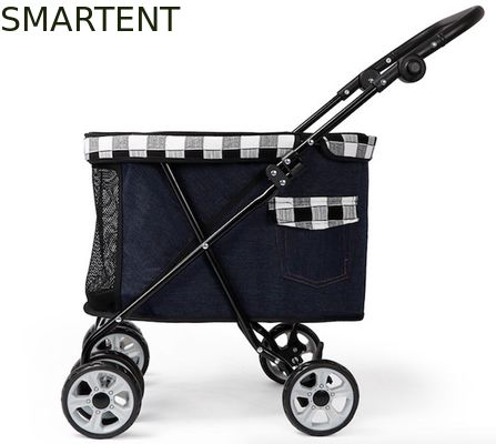 Comprar Carretilla azul del perro de la carretilla del portador de Canvas Cozy Dog del vaquero en las ruedas los 53x39x82cm Fabricación en línea