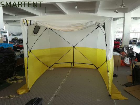Comprar 235*235*200MM refugio de pesca al aire libre PU recubierto de poliéster 200D de fibra de vidrio de Oxford tienda de campamento de doble color Fabricación en línea