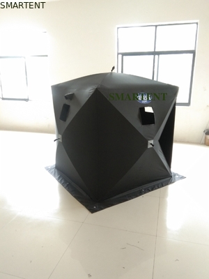 147X147X165CM Negro Tienda de trabajo al aire libre de fibra de vidrio impermeable Revestido de poliéster 150D Un hombre Flip Over Ice Shelter proveedor