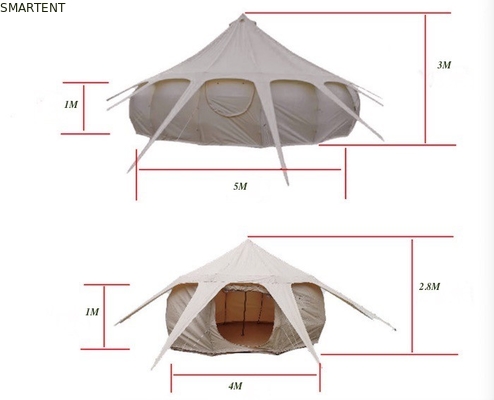 300*300*200CM 5M 280GSM Beige impermeable recubierto de algodón de diseño de loto Glamping tienda de campamento al aire libre proveedor