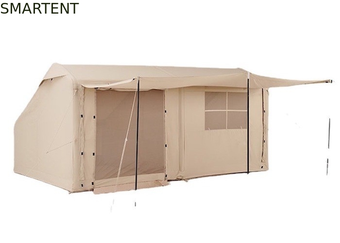 Tiendas de campamento al aire libre 410*270*200CM impermeable Tienda inflada de algodón beige para 3-4 personas estilo cabaña forestal ligera y duradera para aventuras al aire libre proveedor