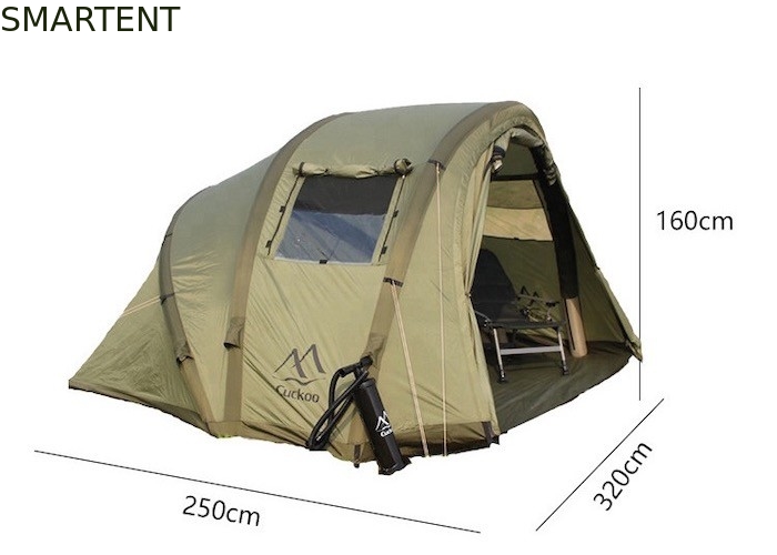 2 personas refugio de pesca impermeable 210D Oxford carpas inflables de campamento 320 * 250 * 160CM proveedor