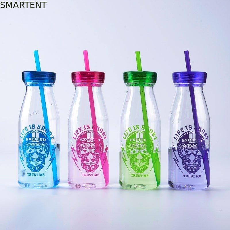 Botellas de agua plásticas promocionales 450ML del entrenamiento de la botella de la bebida de la moda con Straw Milk Flask proveedor