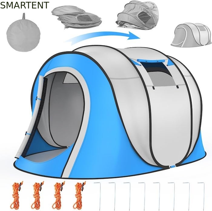 102 * 75 * 39 pulgadas de capa única de plata de apoyo poliéster 210T impermeable Pop Up tienda de campamento para 2-4 personas con ventanas de malla proveedor