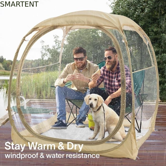 160*160*160CM Tienda de campamento exterior transparente con marco de acero fuerte Protección UV Poliéster proveedor