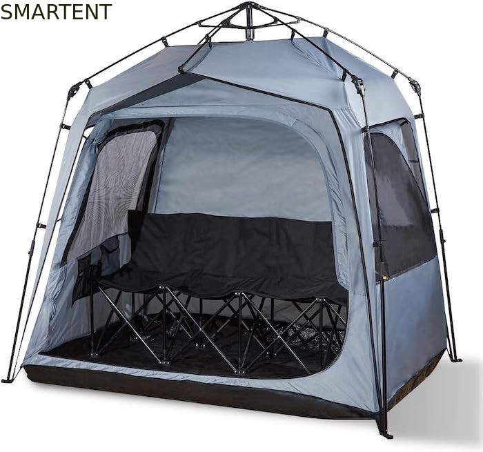 157*130*188CM 4 personas Automático de Fibra de Vidrio Marco Gris Poliéster Pop Up Tienda deportiva impermeable de una sola capa fácil de establecer proveedor
