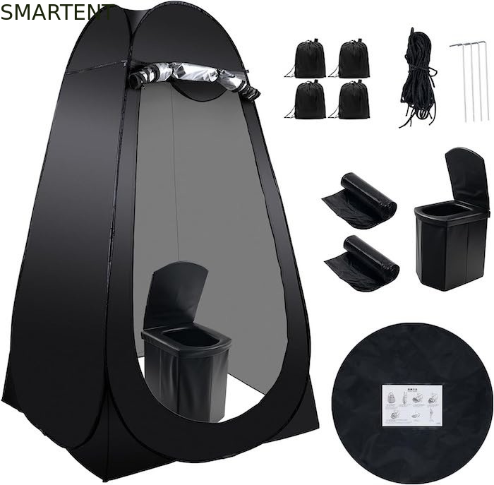 47.2*47.2*74.8 pulgadas Negro Plata Revestida de Poliéster Pop Up Tienda de Privacidad con Protección UV Para Eventos de Camping Beach proveedor