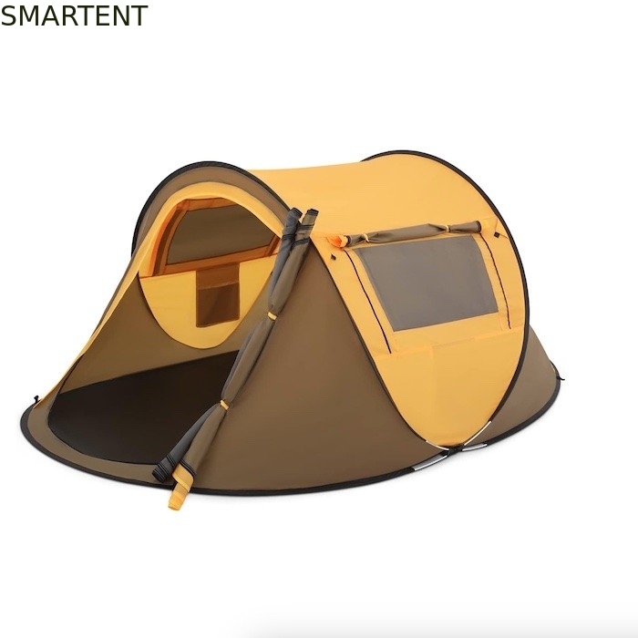 96*59*41 pulgadas de poliéster amarillo 4 temporadas tienda de campamento con ventanas de malla y diseño impermeable para 2 personas proveedor