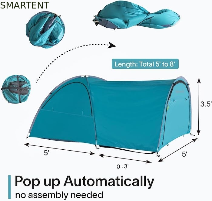 2.44*1.52*1.07M 4 Temporadas Automática Verde Impermeable PU2000MM Revestida de Poliéster 2 Personas Pop Up Pickup Camping Tent proveedor