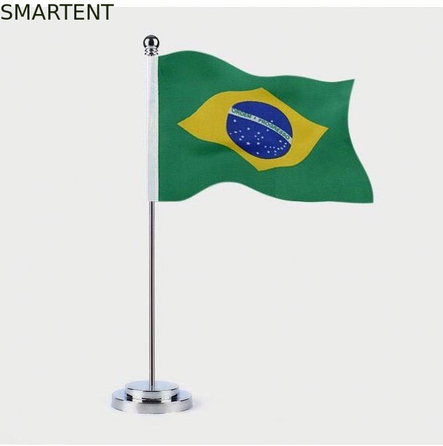 La bandera 100% del escritorio del satén del poliéster los 30cm fijó la sola impresión del soporte CMYK de poste proveedor