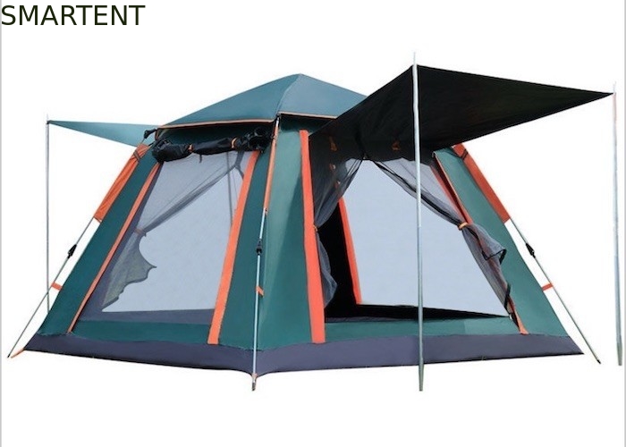 Tiendas de campamento al aire libre a prueba del sol y ventiladas Marco automático de fibra de vidrio 210D Poliéster 240*240*140cm Diseño moderno verde proveedor
