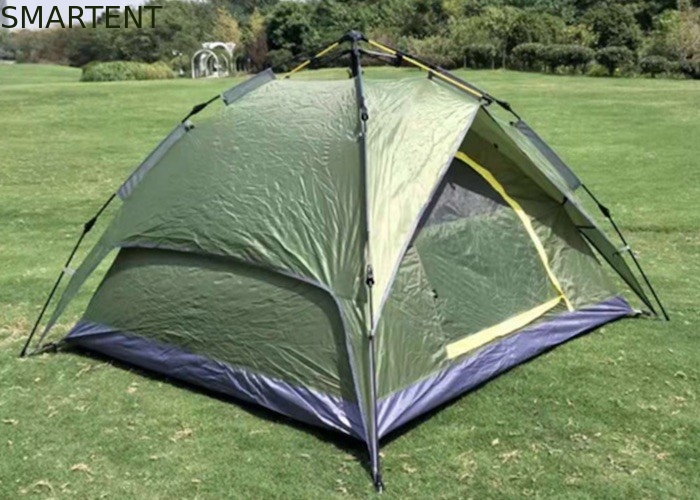 210*210*135cm Polvo automático de fibra de vidrio impermeable PU2000mm recubierto de verde 190T poliéster impermeable al aire libre tiendas de campamento proveedor