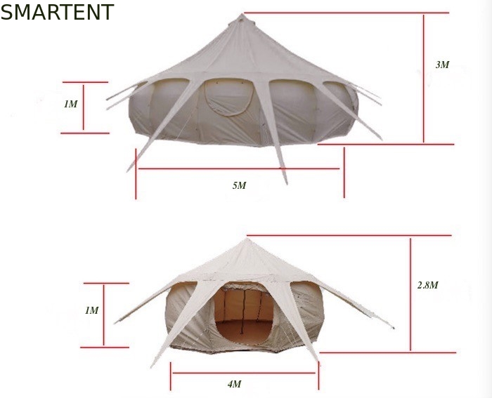 300*300*200CM 5M 280GSM Beige impermeable recubierto de algodón de diseño de loto Glamping tienda de campamento al aire libre proveedor